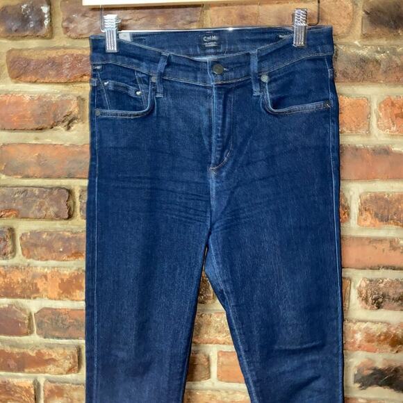 Citizens of Humanity Rock Dark Wash Blue Cut-Off Raw Hem Skinny Jeans Size 26 - Picture 2 of 8